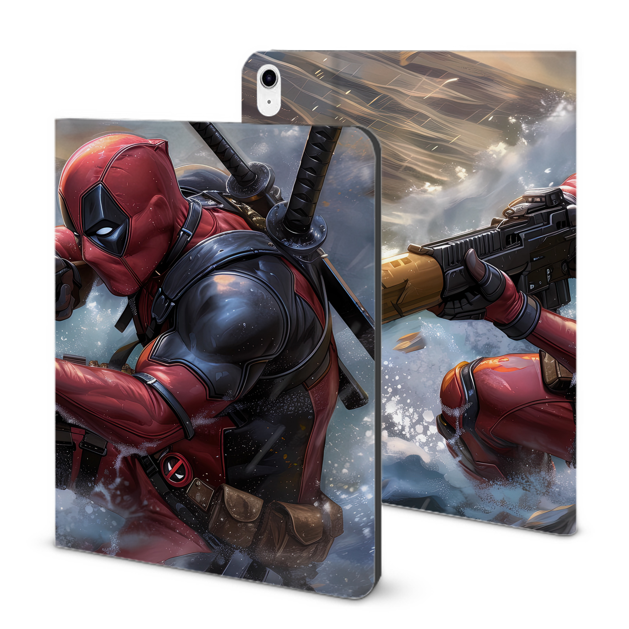 （画像用） Deadpool デッドプール IPad ケース ブック型 PUレザー TPU 耐衝撃 軽量 薄型 ペン収納なし 全面保護 IPad 各モデル対応